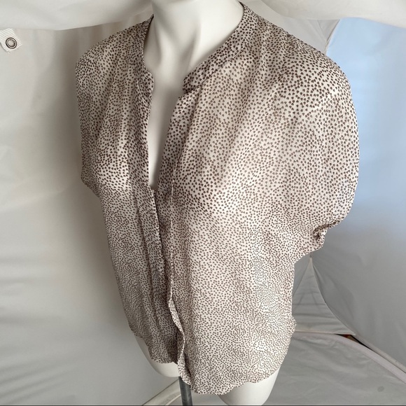 Hale Bob sheer v-neck button up blouse with tiny hearts - Picture 2 of 9